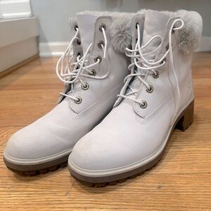 Beautiful Snow White Timberland Heel Boots
